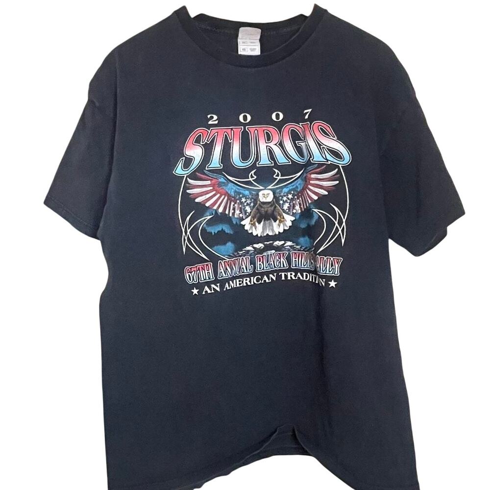 Vintage Y2k 2007 Biker Sturgis Black Hills Double Print T Shirt - XL